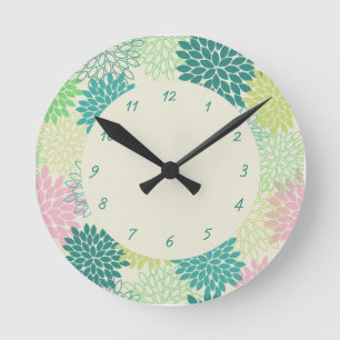 Aquamarine und rosa Mäuse Runde Wanduhr