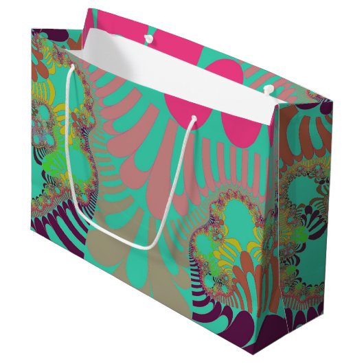 Aquamarine und rosa Mod Große Geschenktüte (Vorderseite Schrägansicht)