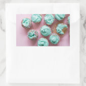 Aquamarine und rosa Niedliche Mini-Cupcakes Rechteckiger Aufkleber (Tasche)