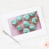 Aquamarine und rosa Niedliche Mini-Cupcakes Rechteckiger Aufkleber (Umschlag)