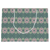 Aquamarine und rosa Rose Große Geschenktasche Geschenktüte (Vorderseite)