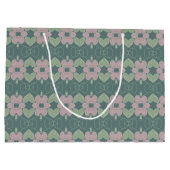 Aquamarine und rosa Rose Große Geschenktasche Große Geschenktüte (Rückseite)