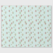 Aquamarine und rosa Rose mit Blumenmuster gestrich Geschenkpapier (Flach)