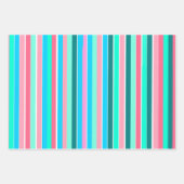 Aquamarine und rosa Streifen Geschenkpapier Set (Vorderseite 3)
