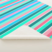 Aquamarine und rosa Streifen Sherpadecke (3/4)