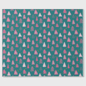 Aquamarine und rosa Weihnachtsbaummuster Geschenkpapier (Flach)