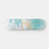 Aquamarine und rosafarbene Küstenwellen Frauen Anf Skateboard (Horizontal)