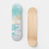 Aquamarine und rosafarbene Küstenwellen Frauen Anf Skateboard (Vorderseite)