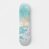 Aquamarine und rosafarbene Küstenwellen Frauen Anf Skateboard (Vorne)