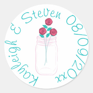 Aquamarine und Rose Runder Aufkleber