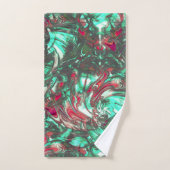 Aquamarine und Rot, mit schwarzem mattschwarzem Sc Badhandtuch Set (Handtuch)