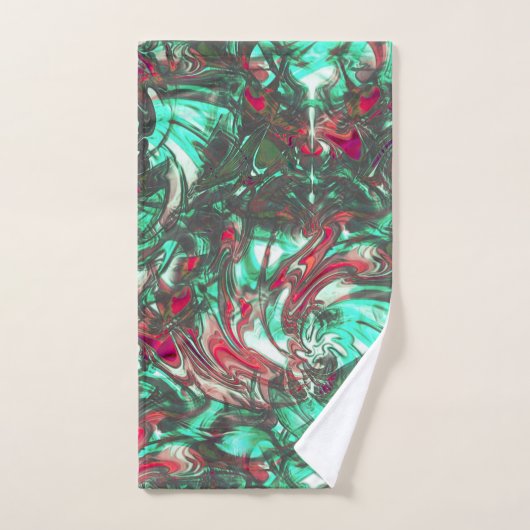 Aquamarine und Rot, mit schwarzem mattschwarzem Sc Badhandtuch Set (Handtuch)