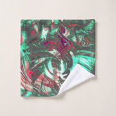 Aquamarine und Rot, mit schwarzem mattschwarzem Sc Badhandtuch Set (Waschlappen)