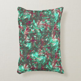 Aquamarine und Rot, mit schwarzem mattschwarzem Sc Dekokissen