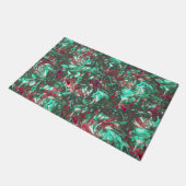 Aquamarine und Rot, mit schwarzem mattschwarzem Sc Fußmatte (Schrägansicht)