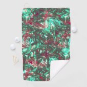 Aquamarine und Rot, mit schwarzem mattschwarzem Sc Golfhandtuch (Insitu)