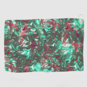 Aquamarine und Rot, mit schwarzem mattschwarzem Sc Golfhandtuch (Horizontal)