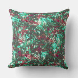 Aquamarine und Rot, mit schwarzem mattschwarzem Sc Kissen