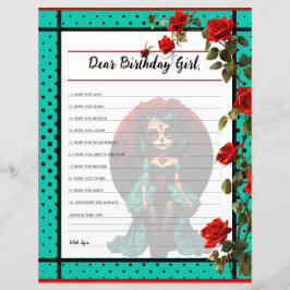 Aquamarine und Rote Rosen Zucker Schädel Sehr geeh