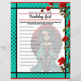 Aquamarine und Rote Rosen Zucker Schädel Wie gut S