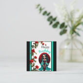 Aquamarine und Rote Rosen Zuckerschädel Begleitkarte (Stehend Vorderseite)