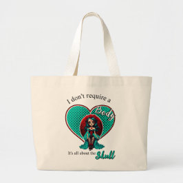 Aquamarine und Rote Rosen Zuckerschädel Jumbo Stoffbeutel