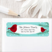 Aquamarine und Rote Schneevögel Weihnachten Rückse (Insitu)