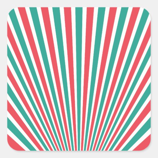 Aquamarine und rote Streifen Quadratischer Aufkleber (Vorderseite)