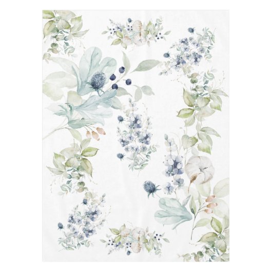 ,Aquamarine und Sage Foliage Tischdecke (Vorderseite)