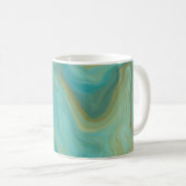 Aquamarine und Sandy Brown Wirbel Marmorskunst Kaffeetasse (VorderseiteRechts)