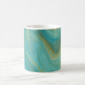 Aquamarine und Sandy Brown Wirbel Marmorskunst Kaffeetasse (Mittel)
