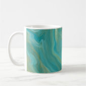 Aquamarine und Sandy Brown Wirbel Marmorskunst Kaffeetasse (Links)