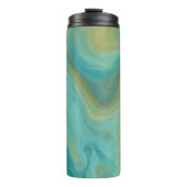 Aquamarine und Sandy Brown Wirbel Marmorskunst Thermosbecher (Vorderseite)