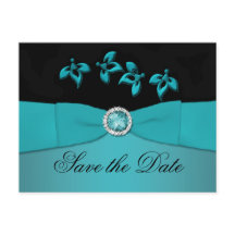 Aquamarine und schwarz Save the Date Postkarte