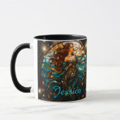 Aquamarine und schwarz verklebte Glass Fantasy-Mee Tasse (Links)
