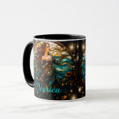 Aquamarine und schwarz verklebte Glass Fantasy-Mee Tasse (Vorderseite Links)
