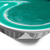 Aquamarine und schwarze Blasen Digitale Fluid Art  Poster (Ecke)