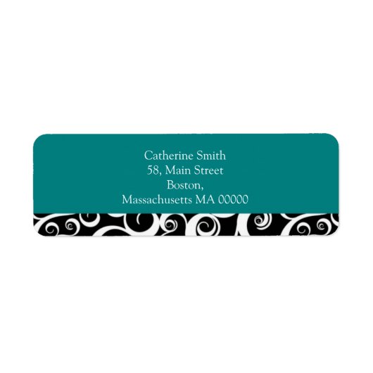 Aquamarine und schwarze Damaskus-Wirbel - Adressli (Vorne)