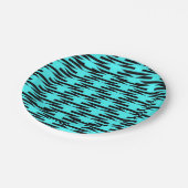 Aquamarine und schwarze geometrische gemustert pappteller (Schrägansicht)