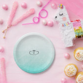 Aquamarine und schwarze Herzen Hochzeitspapier-Tel Pappteller (Party)