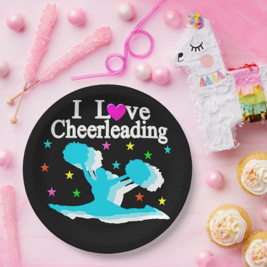 AQUAMARINE UND SCHWARZE I LIEBE - PRÜFPAPIER-TELLE PAPPTELLER (Party)