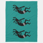 Aquamarine und schwarze Kokopelli-Südwestgestaltun Fleecedecke (Vorderseite)