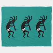 Aquamarine und schwarze Kokopelli-Südwestgestaltun Fleecedecke (Vorderseite (Horizontal))