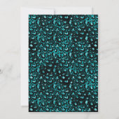 Aquamarine und schwarze Leoparden Glitzer Geburtst Einladung (Rückseite)