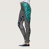 Aquamarine und schwarze Linie Zeichnend Leggings (Links)