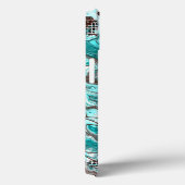 Aquamarine und schwarze Marmorflüssigkeit Kunst Case-Mate iPhone Hülle (Rückseite / Rechts)