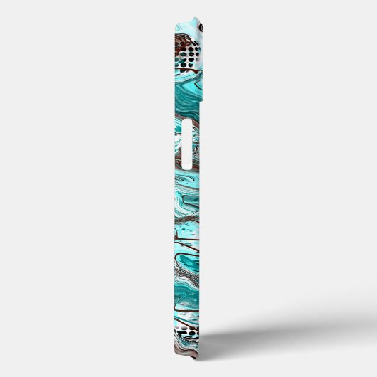 Aquamarine und schwarze Marmorflüssigkeit Kunst Case-Mate iPhone Hülle (Rückseite / Rechts)