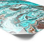 Aquamarine und schwarze Marmorflüssigkeit Kunst Fotodruck (Ecke)