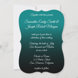 Aquamarine und schwarze Ombre Elegant Calligrafy W Einladung