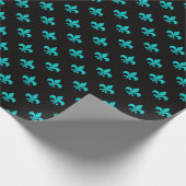Aquamarine und schwarze Pariser Lilie Geschenkpapier (Ecke)